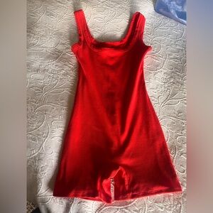 SKIMS Red Ribbed Tank Romper